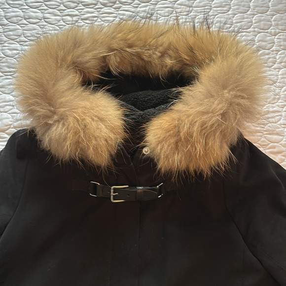 MAJE Black Fox Fur Parka Leather Trim sz 1 (small) - Picture 6 of 12